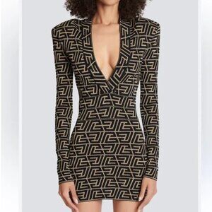 Balmain black and gold knit dress, US 8 FR 40